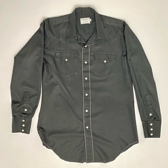 Vintage 50s Black H Bar C Ranchwear Embroidered Shirt. Size 16-35 - Picture 1 of 8